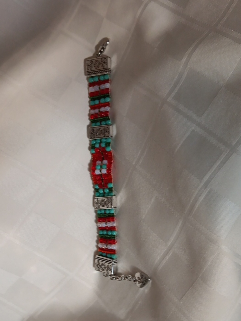 Brighton TribalBeaded Multicolor Bracelet with Silver Accents - Turquoise & Pink